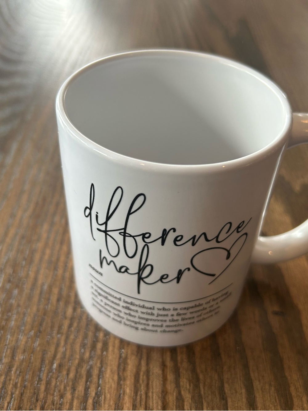 White "Difference Maker" Ceramic Mug by